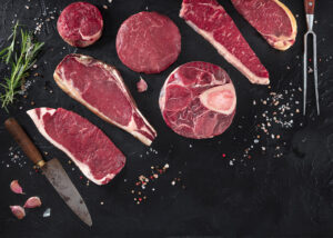 A picture of Various cuts of beef meat