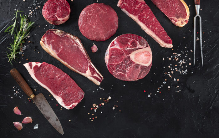 A picture of Various cuts of beef meat