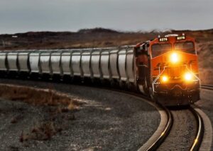 A picture of the train moving on the rail track