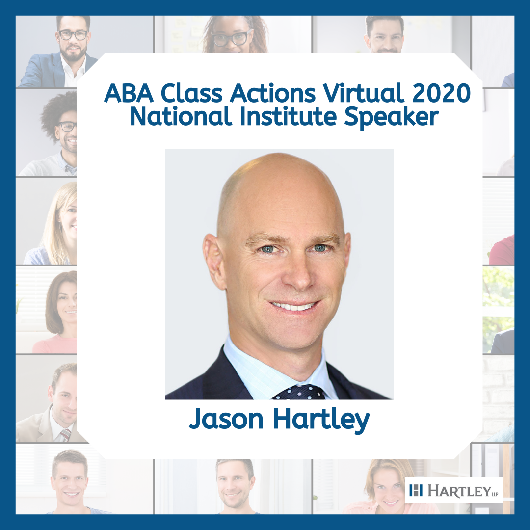 A poster on ABA class actions virtual 2020 by national institute speaker