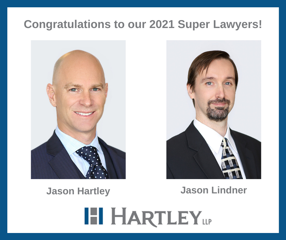 A poster on congratulations to our super lawyers Hartley and Lindner